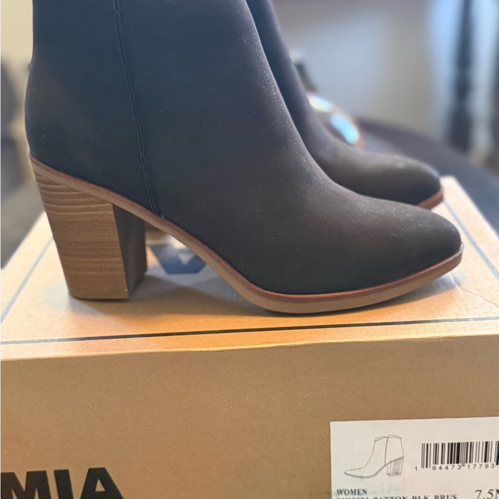 MIA Black Ankle Boot with Wooden Heel